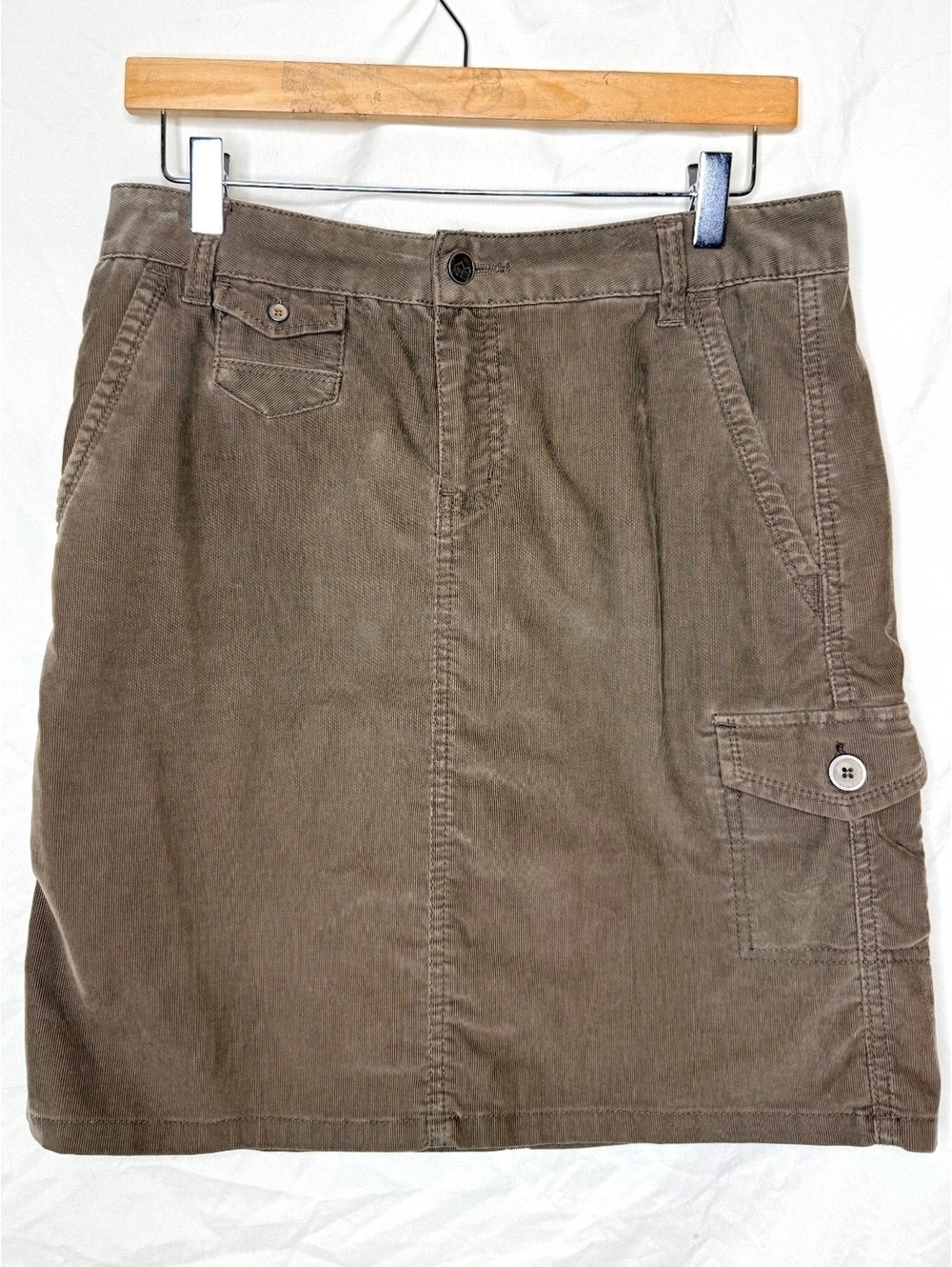 REI Stretch Corduroy Cargo Skirt Brown Utility Hiking Size 6